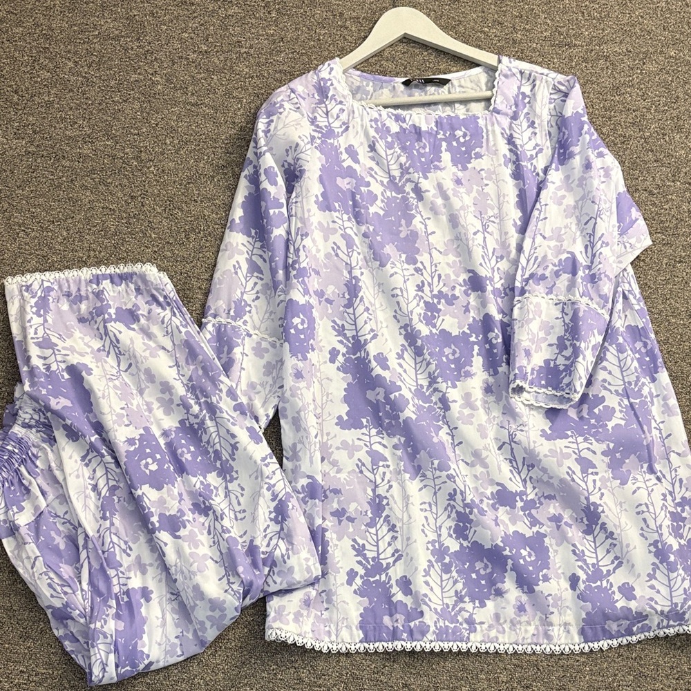 Vans Purple and White Floral Pajama Set